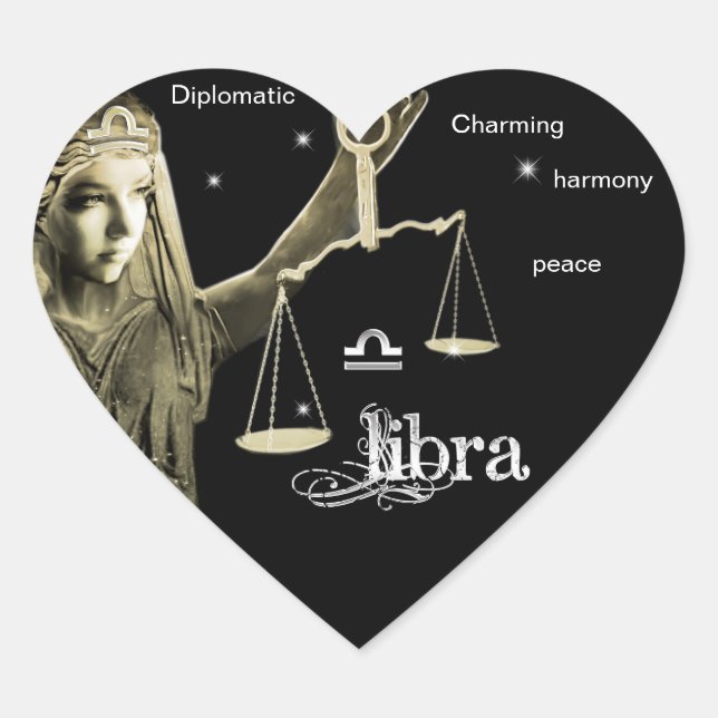 Libra Stickers Hjärtformat Klistermärke (Framsida)