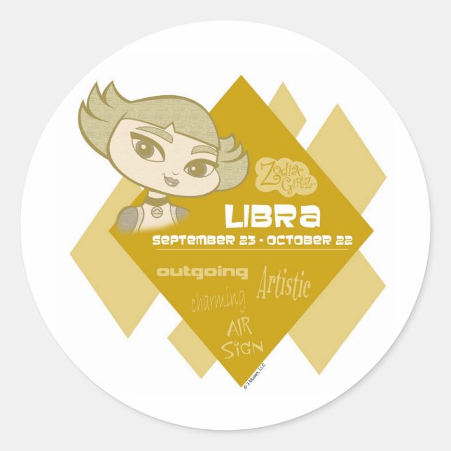 Libra Stickers Runt Klistermärke (Framsida)