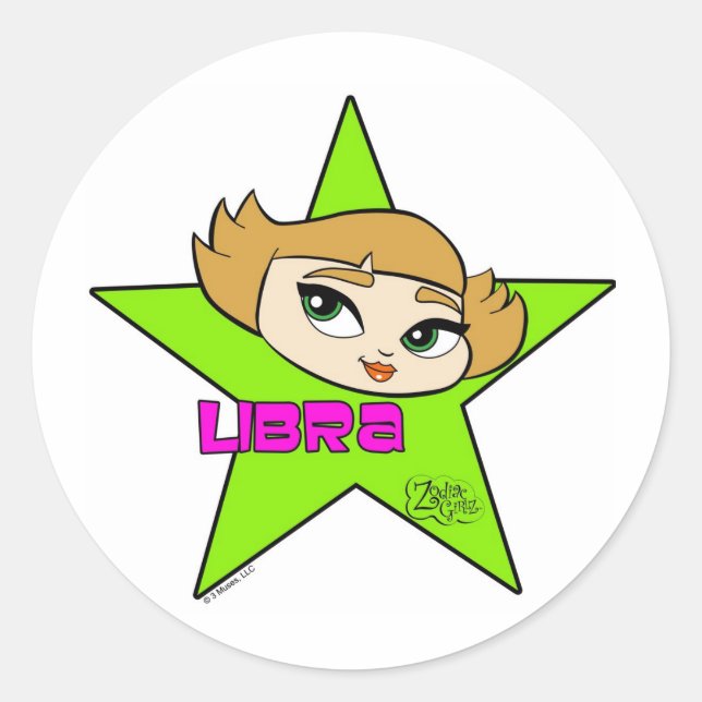 Libra Stickers Runt Klistermärke (Framsida)