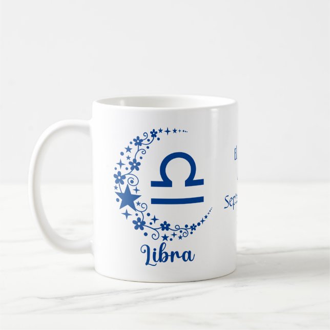 Libra Stjärntecken Astrologi Födelsedag Blå Vit  Kaffemugg (Vänster)