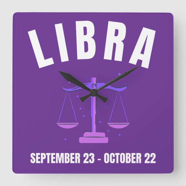 Libra stjärntecken fyrkantig klocka (Framsida)