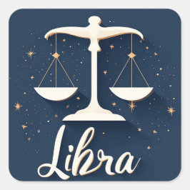 Libra Stjärntecken Ikon med Balanserad Våg Fyrkantigt Klistermärke