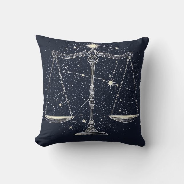 Libra Stjärntecken Ikon med Balanserad Våg Kudde (Framsida)