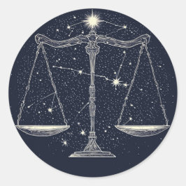 Libra Stjärntecken Ikon med Balanserad Våg Runt Klistermärke