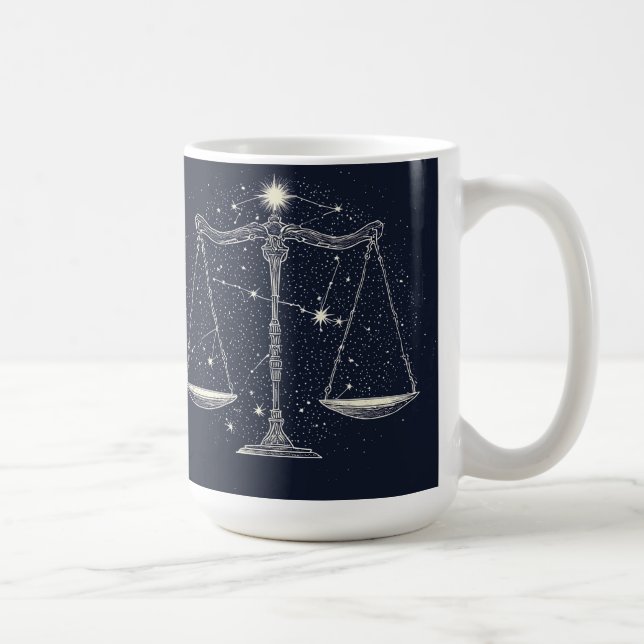 Libra Stjärntecken Ikon med Balanserade Vågar Kaffemugg (Höger)