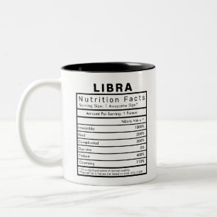Libra Stjärntecken Nutrition Facts Statistics Fun Två-Tonad Mugg