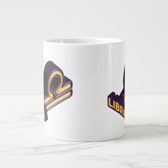 Libra Stjärntecken och Text Design Jumbo Mugg (Framsidan)