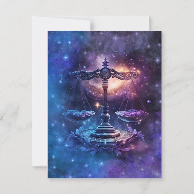 Libra Stjärntecken Vattenfärgdesign Anteckningskort (Framsida)
