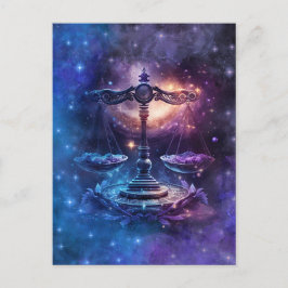 Libra Stjärntecken Vattenfärgdesign Vykort