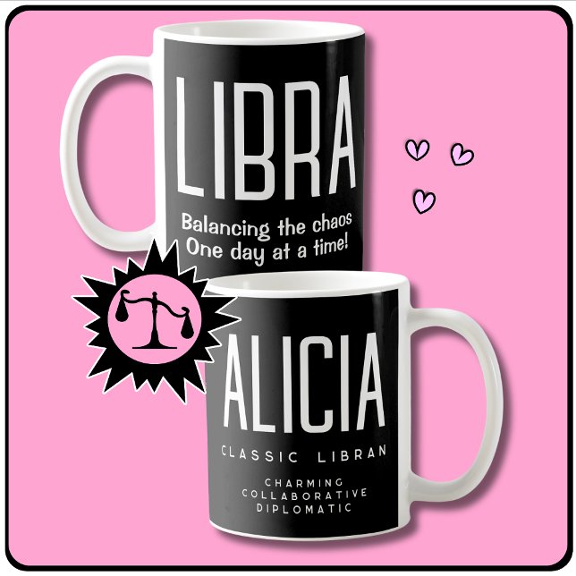Libra Stjärntecken Zodiac Gift Kaffemugg (Fun Libra zodiac gift. Personalize with your name or that of a fellow Libran!)
