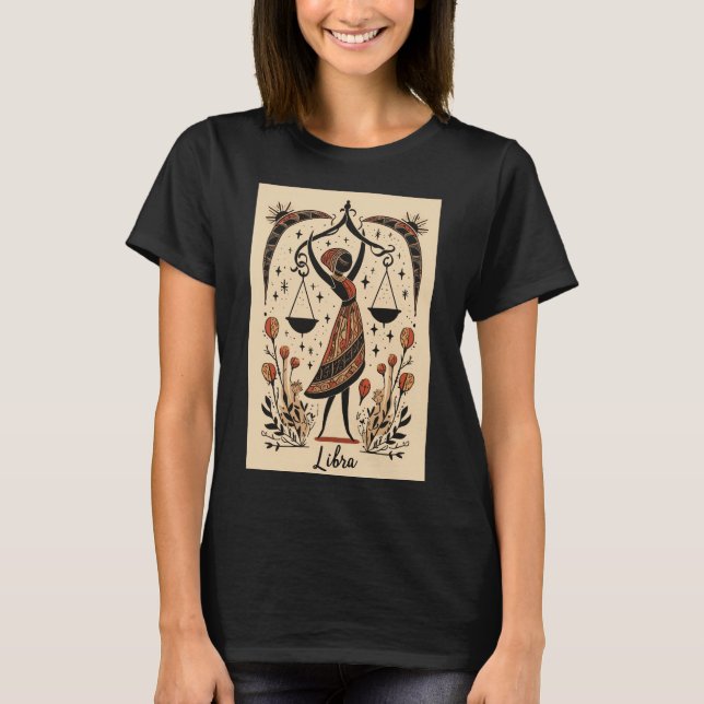 Libra - T-Shirt Celestial Zodiac Art (Framsida)