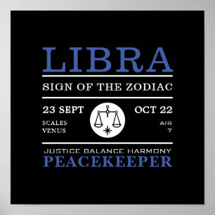 Libra-tecken för Zodiac, Astrologisk Poster