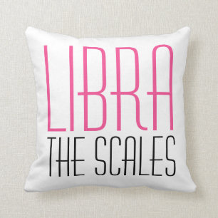Libra the Scales Initialer Typography White Zodiac Kudde