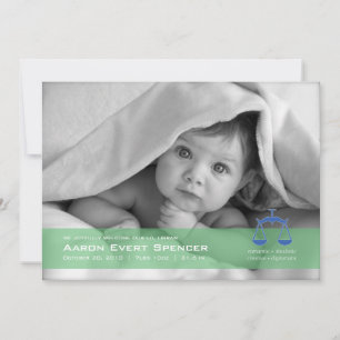Libra the Scales Photo Birth Announcement Card Meddelande