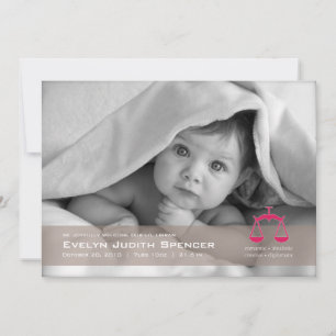 Libra the Scales Photo Birth Announcement Card Meddelande