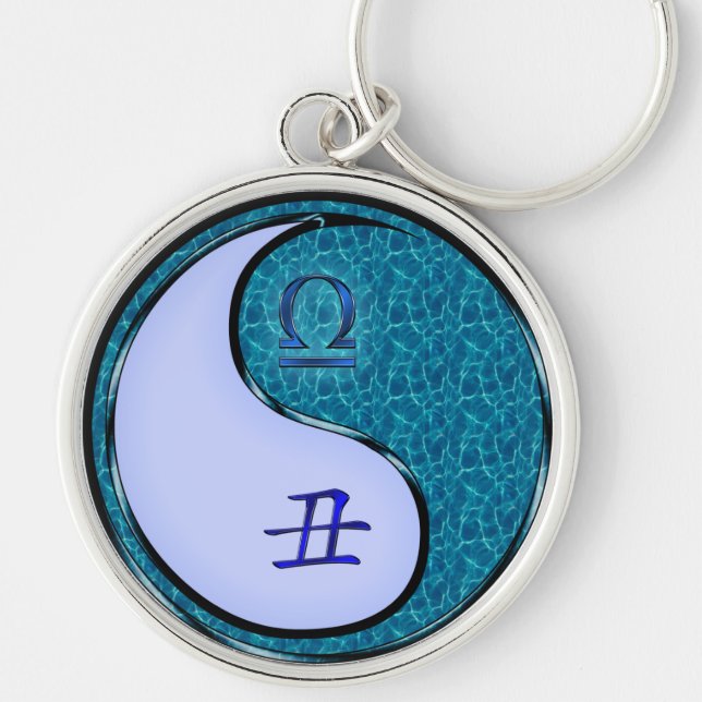 Libra & Vatten Ox Rund Silverfärgad Nyckelring (Framsidan)