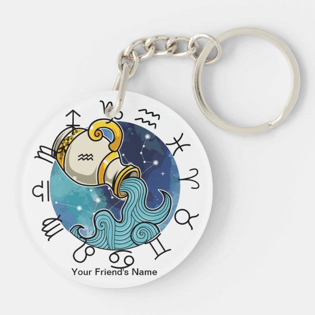 Libra - Vattumannen Zodiak Akryl Nyckelring  (Baksidan)