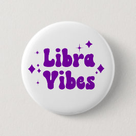 Libra Vibes Zodiac Astrology Lila Stars Button Knapp