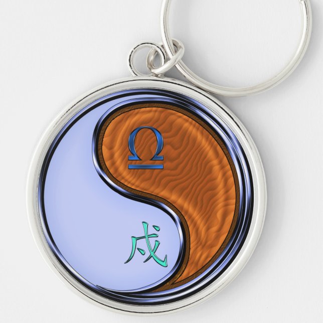 Libra & Wood Hund Rund Silverfärgad Nyckelring (Framsidan)