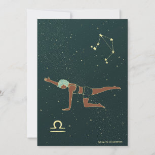 Libra Yoga Girl Birthday Kort