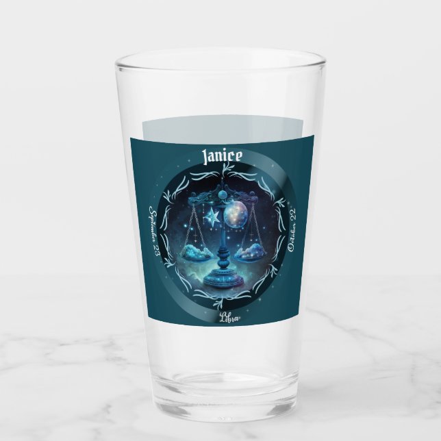 Libra Zodiac Anpassade Beer Glaskopp (Framsida)
