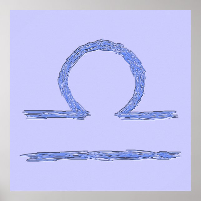 Libra. Zodiac Astrological Sign. Blått. Poster (Framsidan)