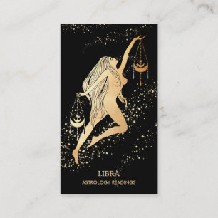 *~* LIBRA Zodiac Astrology Läser svart Guld Visitkort