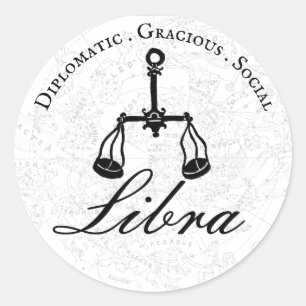 Libra Zodiac Astrology Personality Black White Runt Klistermärke