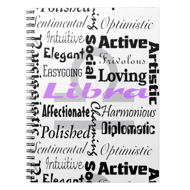 Libra Zodiac Astrology Traits Collage Anteckningsbok (Framsidan)
