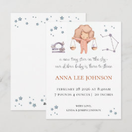 Libra Zodiac Birth Announcement Julkort
