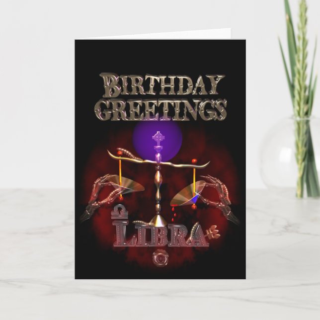 Libra Zodiac Birthday Greetings by Valxart Kort (Framsida)
