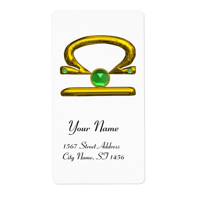 LIBRA ZODIAC BIRTHDAY Grönt Emerald Guld Fraktsedel (Framsidan)