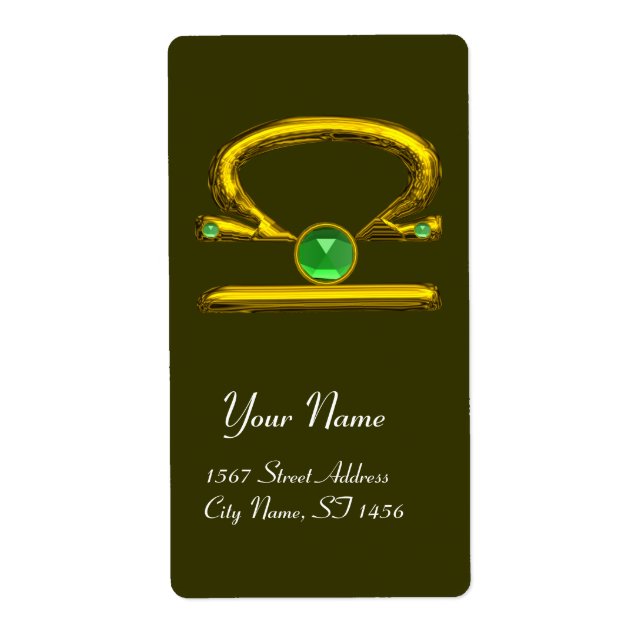 LIBRA ZODIAC BIRTHDAY Grönt Emerald Guld Fraktsedel (Framsidan)