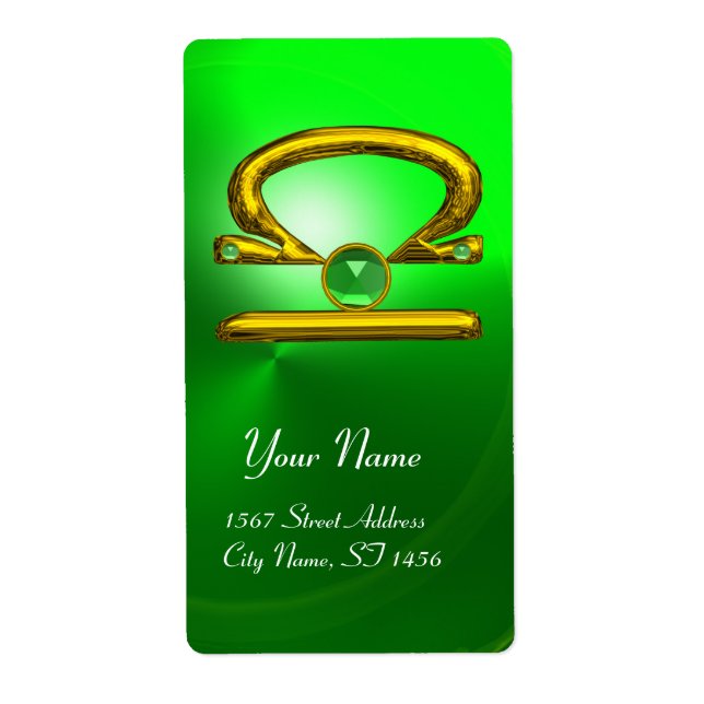 LIBRA ZODIAC BIRTHDAY Grönt Emerald Guld Fraktsedel (Framsidan)