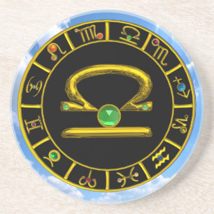 LIBRA ZODIAC BIRTHDAY JEWEL Emerald, Guld och Blac Underlägg