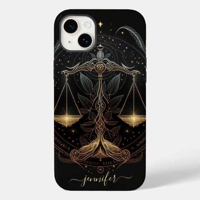 Libra zodiac black och guld Fodral-Mate iphone cas (Baksida)