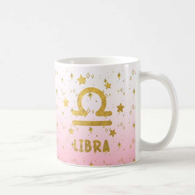 Libra Zodiac Blue och Guld Astrology Mugg (Höger)