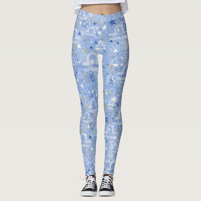 Libra zodiac Boho mönster Leggings (Framsida)