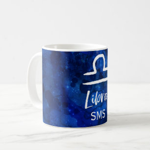 Libra Zodiac Constellation Blue Galaxy Monogram Kaffemugg