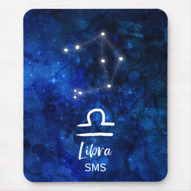 Libra Zodiac Constellation Blue Galaxy Monogram Musmatta (Framsidan)