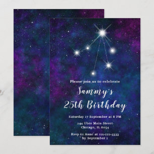 Libra Zodiac Constellation Födelsedagsfest Inbjudningar
