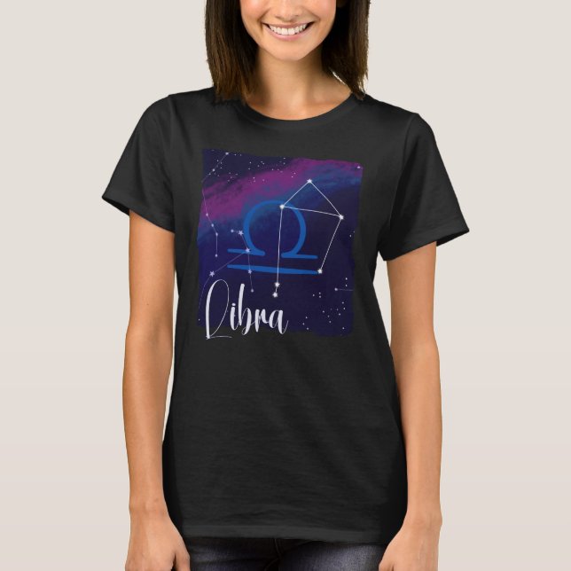 Libra Zodiac Constellation T Shirt (Framsida)