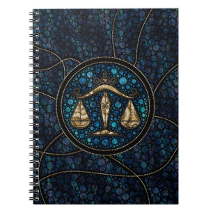 Libra Zodiac Dot Art Stil abalone Guld Anteckningsbok
