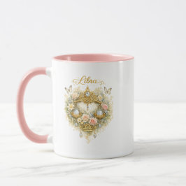 Libra Zodiac Floral Heart Mug – Elegant Astrology  Mugg