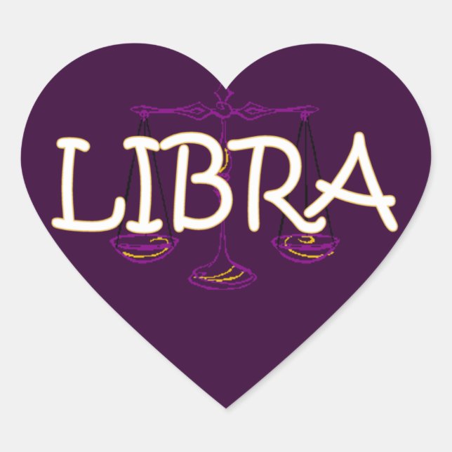 Libra zodiac hjärtformat klistermärke (Framsida)