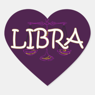 Libra zodiac hjärtformat klistermärke