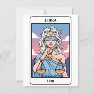 Libra Zodiac Illustration Tarot Stil Vykort