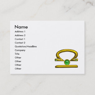 LIBRA ZODIAC JEWEL ,Grönt Emerald and Guld ,White Visitkort