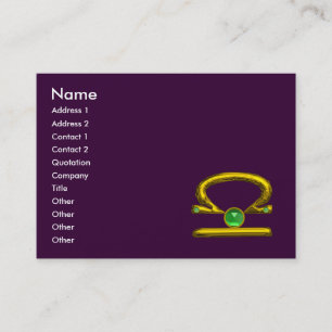 LIBRA ZODIAC JEWEL Grönt Emerald & Guld Lila Visitkort