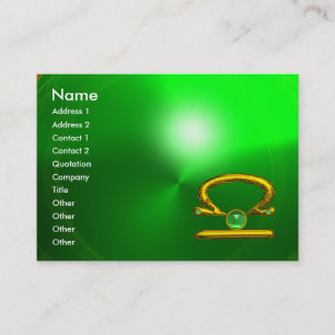 LIBRA ZODIAC JEWEL Grönt Emerald & Guld Visitkort